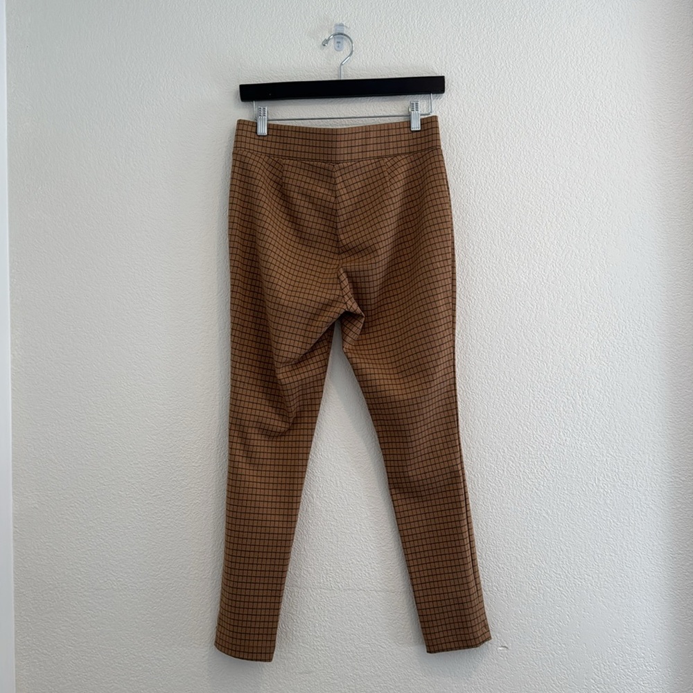 Loft - Windowpane Print Ponte Pants - Tan and Black - Size S - Picture 2 of 5